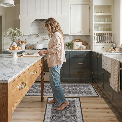 Kitchen Sink Rugs Set 0f 2 (2x3+2x4 / Black/Navy)