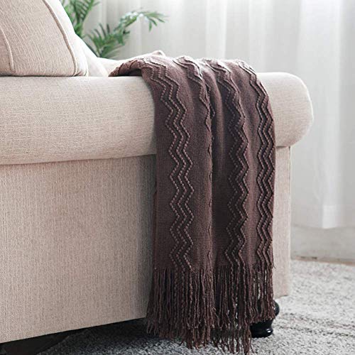 Brown Throw Blanket 60x80 Inch Boho Knitted Soft Throw Sofa Blanket (Brown / 60"x80")