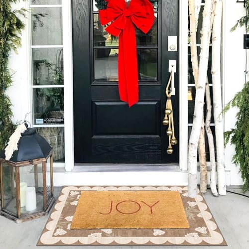 Front Door Mat Outside Entrance (Flower - Brown / 2' x 3' (Rectangular))
