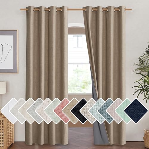 Burlap Vintage Open Linen Weave Flax Thermal Curtains (52"W x 90"L (Pack of 2) / Burlap)