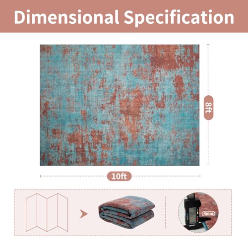 8x10 Washable Area Rugs for Living Room (8' x 10' (Rectangular) / Dark Blue-light Blue-red)