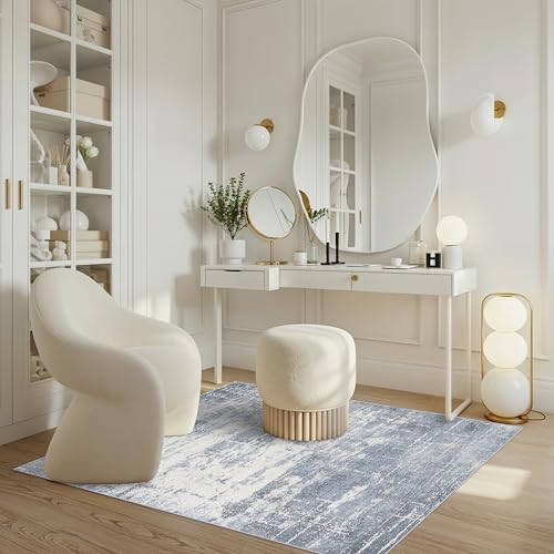 Washable 3x4 Kitchen Area Rugs (3x4 / Blue/Ivory)