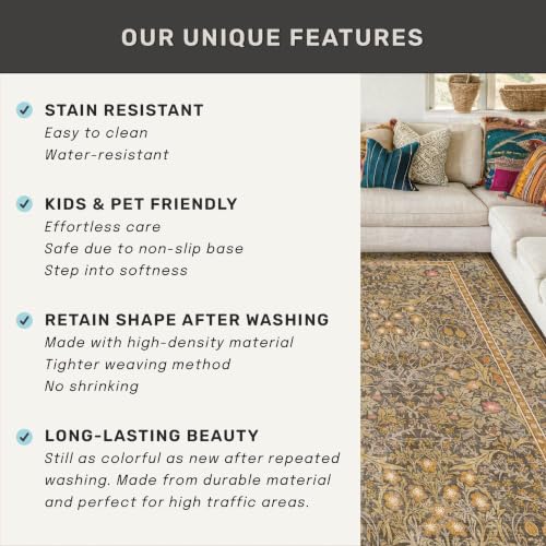 Brown 2'6" x 10' Hallway Runner Rug Non Slip (Gold Brown / 2'6" x 10' (Runner))