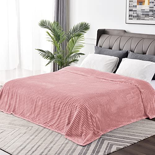 3D Ribbed Jacquard Pink Full Size Blankes for Bed (Dusty Pink / Full(84"x90"))
