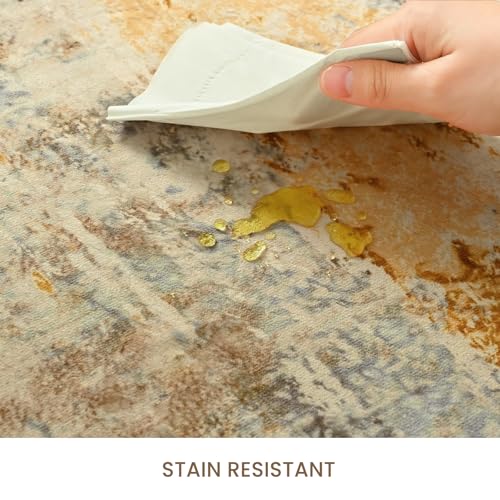 2x6 Beige Rug Runners for Hallways Kitchen Runner Rug Non Slip Washable Tan Long Runner Rugs with Rubber Backing Soft Abstract Carpet Runner for Bedroom (Beige / 2' x 6' (Runner))