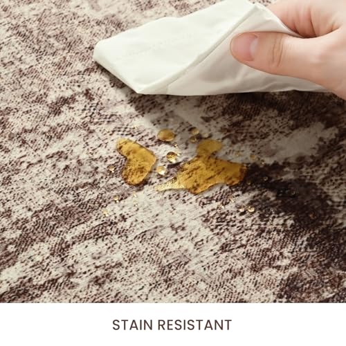 Entrance Rugs Indoor 2x3 Brown Entry Rug Washable Abstract Coffee Small Area Rug Non (Brown / 2' x 3' (Rectangular))