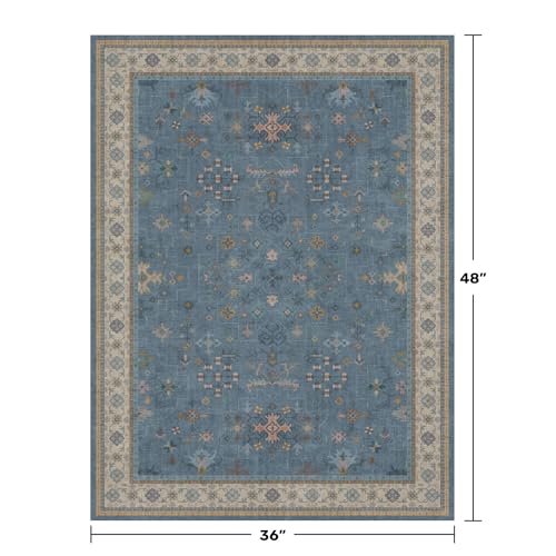 Washable Blue Rugs for Entryway Indoor (3' x 4' (Rectangular) / Dusty Blue)