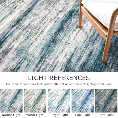 Modern Abstract Kitchen Runner Rug (Blue / 2' x 10' (Runner))