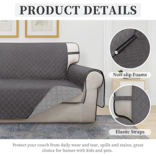 Double Protection 100% Waterproof Loveseat Sofa Covers for Living Room (Gray/Light Gray / Loveseat Medium)