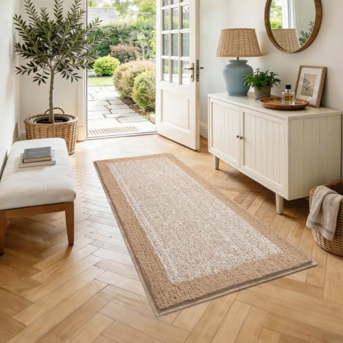48x24 Long Bathroom Rugs Non Slip Washable (Beige / 2' x 4' (Rectangular))
