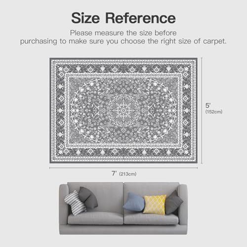 5x7 Area Rugs for Living Room (Oriental Light Grey / 5' X 7' (Rectangular))