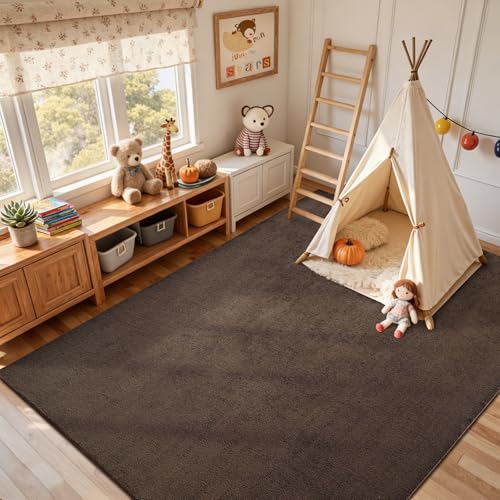 5x7 Pure Brown Area Rug Non (12 Pure Brown / 5' x 7' (Rectangular))