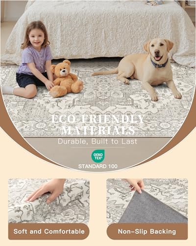 Washable Area Rug 2x4 (Beige/Brown / 2' x 4' (Rectangular))