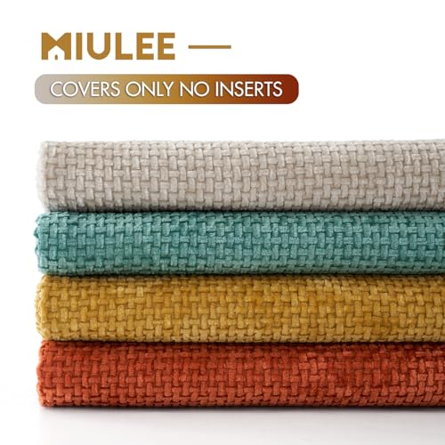 Decorative Chenille Fall Pillow Covers Orange Teal 20x20 Pack of 4 (20" x 20" (Pack of 4) / Orange Teal)