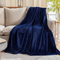 Fleece Plush Throw Blanket Navy Blue 50"x60"for Couch Fuzzy Cozy Flannel (Navy Blue / Throw(50"×60"))