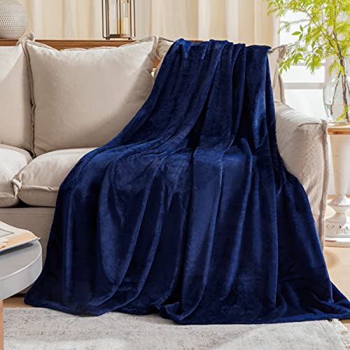 Fleece Plush Throw Blanket Navy Blue 50"x60"for Couch Fuzzy Cozy Flannel (Navy Blue / Throw(50"×60"))