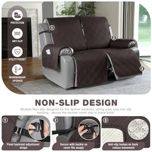 100% Waterproof Oversized Loveseat Recliner Cover (Coffee / 2 Seater Oversized)