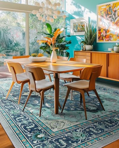 Washable Area Rug (Teal / 6' x 9' (Rectangular))