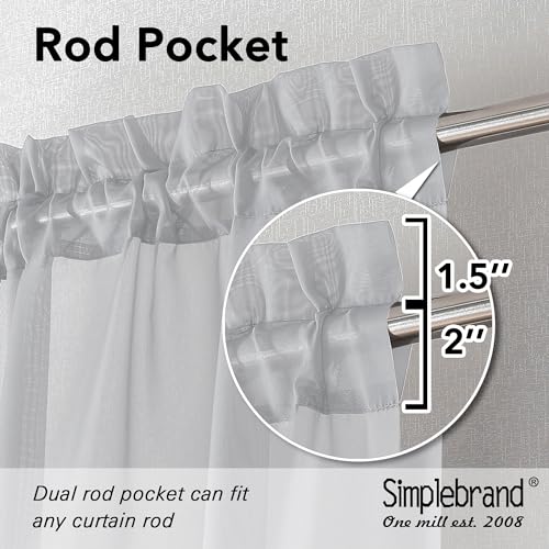 Light Grey Sheer Curtains 63 Inch Length 2 Panels (Light Grey / 42"W x 63"L (Pack of 2))