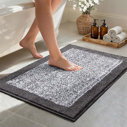 Bathroom Rugs 30x20 Non Slip Washable (A-grey / 1'8" x 2'6" (Rectangular))