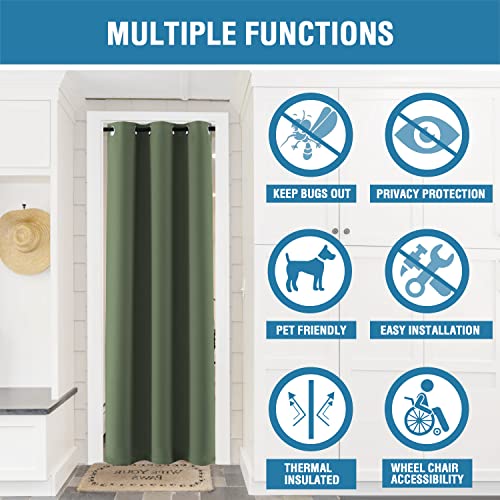 Doorway Curtain Blackout Closet Door Curtain Room Divider Window Treatment Curtain for Bedroom Thermal Insulated Privacy Drape Soundproof Grommet (42"W x 80"L (Pack of 1) / Bronze Green)