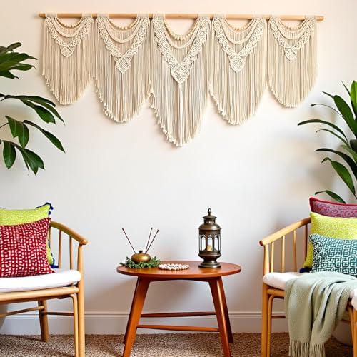 Extral Large macrame wall hanging (Wood Bead-A)