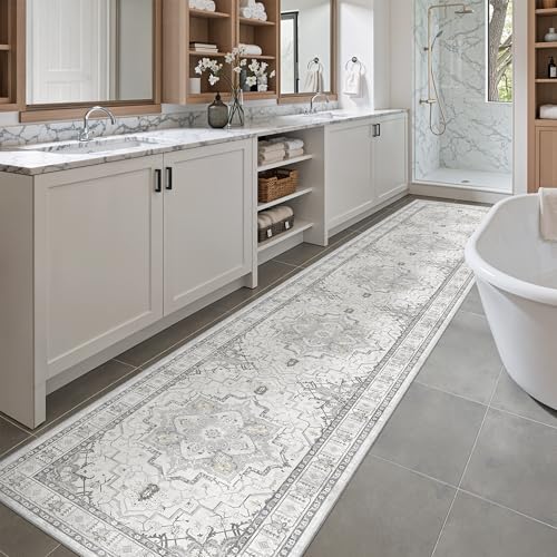 Washable Runner Rugs 2x12 Long for Hallway Kitchen Soft (Grey / 2' x 12' (Runner))