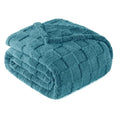 3D Checkered Fleece Throw Blanket for Couch (Slate Blue / Throw (50"x60"))