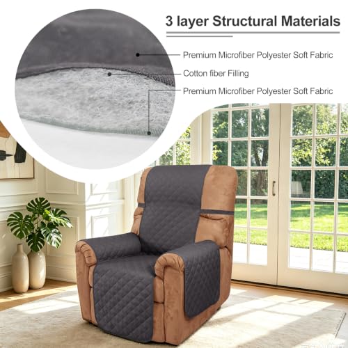 Reversible Recliner Chair Covers (Dark Grey/Light Grey / 28'' Recliner)