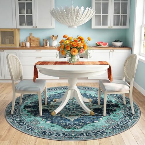 Washable Area Rug (Teal / 6' (Round))