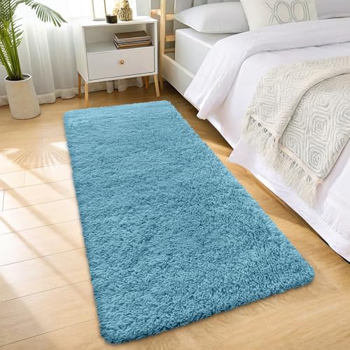 2x6 Machine Washable Runner Rugs for Hallway (2x6 Ft / Slate Blue)