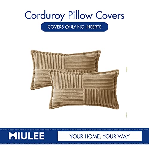 Decorative Lumbar Throw Pillow Covers 12x20 Inch Khaki 2 Pack (Khaki / 20" x 12" (Pack of 2))
