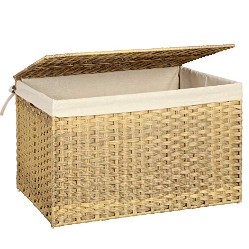 Woven Storage Basket with Lid (160 L / Natural)