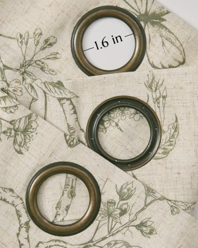 Floral Linen Curtains for Living Room 63 Inch Length Butterfly Sage Green Floral Curtains French Country Farmhouse Flower Patterned Drapes Window Treatments Set 2 Panels (Flower Sage Green / 50"W x 63"L (Pack of 2))