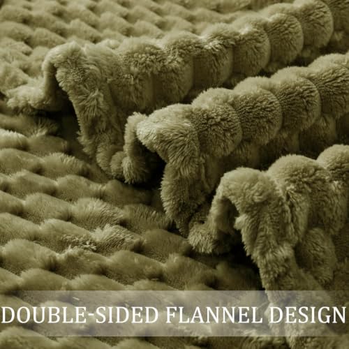 3D Fleece Queen Size Blanket for Bed (Olive Green / Queen ( 90x90 IN ))