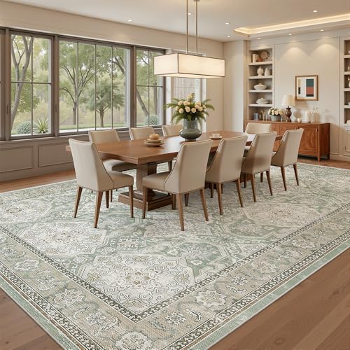 8x10 Area Rugs Large Washable Living Room Rug Non (Green/Brown / 8' x 10' (Rectangular))