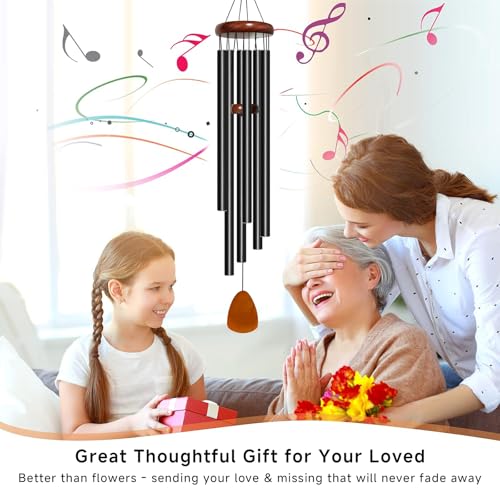 50" Aluminum Wind Chimes for Outside (Black / Classic 50" Deep Tone)