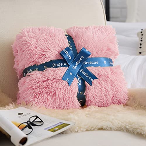 Faux Fur Fluffy Sherpa Throw Blanket Couch Twin Pink 60"x80" (04- Pink / Twin (60" X 80"))