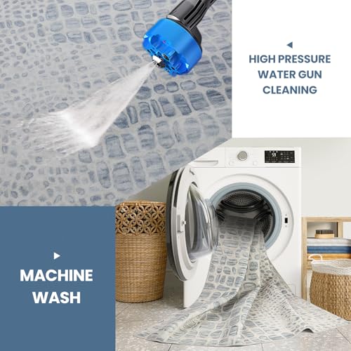 8x10 Washable Area Rugs for Living Room (8' x 10' (Rectangular) / White-blue-gray)