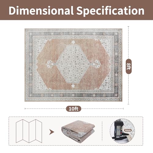 Washable Rugs 8x10 Area Rugs for Living Room (8' x 10' (Rectangular) / Gray-orange-black-green)