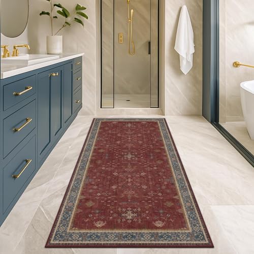 Boho 2x5 Small Kitchen Runners Rugs Non Slip (2' x 5' (Runner) / Burgundy)