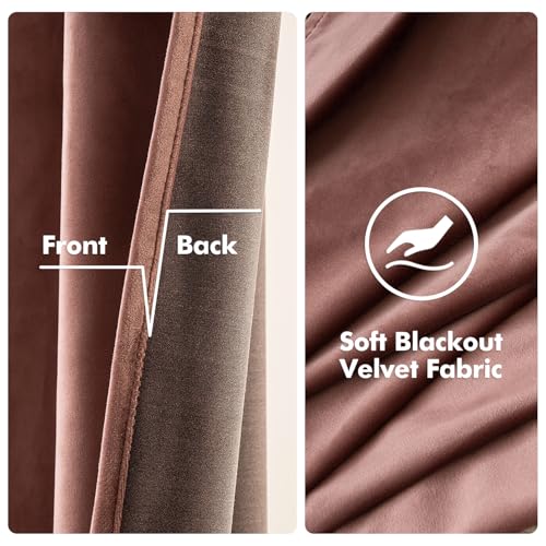 Velvet Curtains Dusty Rose Pink 52 x 72 Inch Length Set of 2 (Dusty Rose / 52"W x 72"L (Pack of 2))