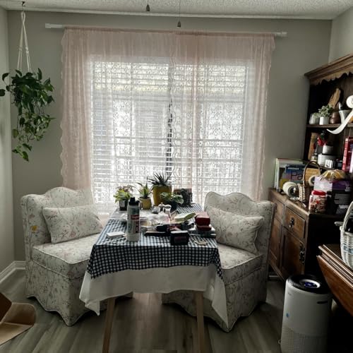 Vintage Lace Curtains 84 Inches Long (Dusty Pink / 52"W x 84"L (Pack of 2))
