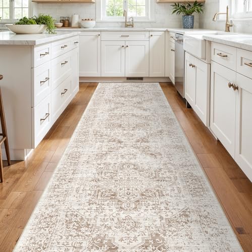4x12 Washable Hallway Runner Rug (Ivory/Beige / 4x12)