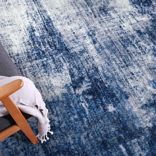 Abstract Area Rugs 5x7 Ft Washable Rugs for Living Room (Navy/Grey/White / 5' x 7' (Rectangular))