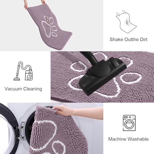 Dog Door Mat for Muddy Paws (40"X32" / Deep Plum and White)