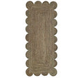 Scallop Jute Runner Rug Boho Jute Rug Scalloped Coastal Rug (Dark Taupe / 2'6"x10' (Runner))