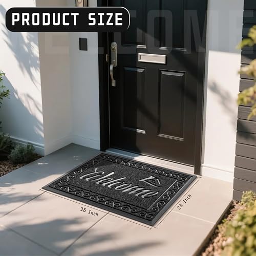 Welcome Mat Outdoor Indoor (Black / 36x24 Inch)