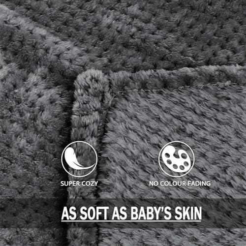 Large Waffle Fleece Throw Blanket for Couch (Gray / 50x70 in)