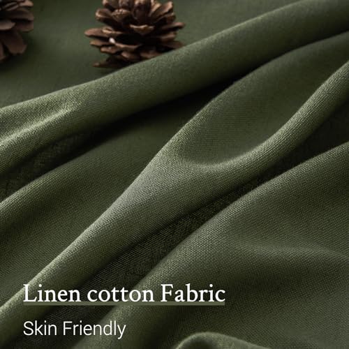 90 Inches Long Linen Curtains for Living Room 2 Panels Set (Olive Green / 40"W x 90"L (Pack of 2))
